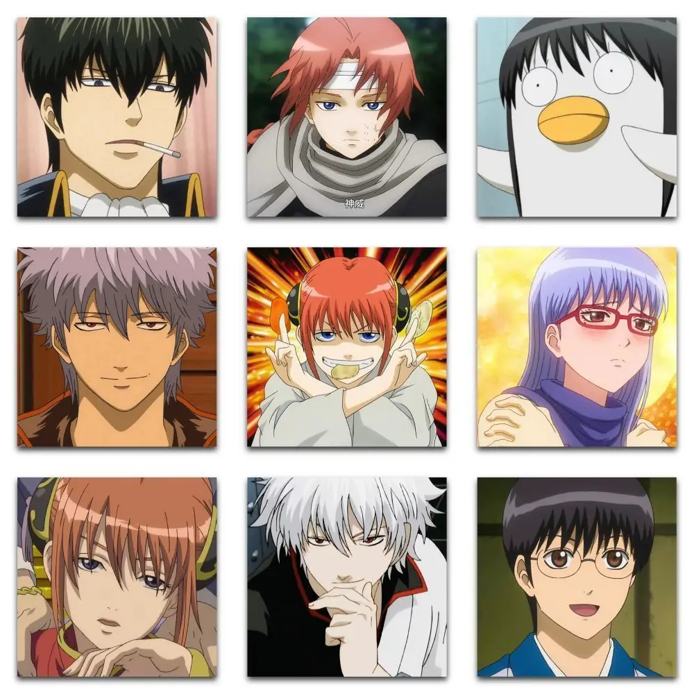 Фигурки аниме Gintama Gintoki Kagura Hijikat, набор из 59 предметов, версия Q, милые мультяшные наклейки для мобильных телефонов, детские подарочные игрушки