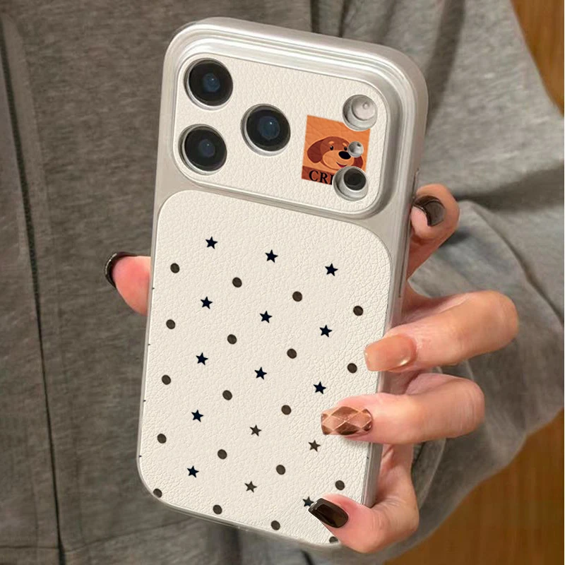 Cartoon Dog Black Polka Dot Stars TPU Soft Silicone Phone Case For iPhone 18 17 16 15 14 13 12 11 Pro Max 16 Plus 16e 17e Cover