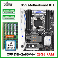 LGA2011-3 KIT XEON X99 Motherboard KIT with E5 2680 V4 CPU 4*32G= 128GB DDR4 RECC memory placa mãe x99 combo set NVME SATA3.0 F8