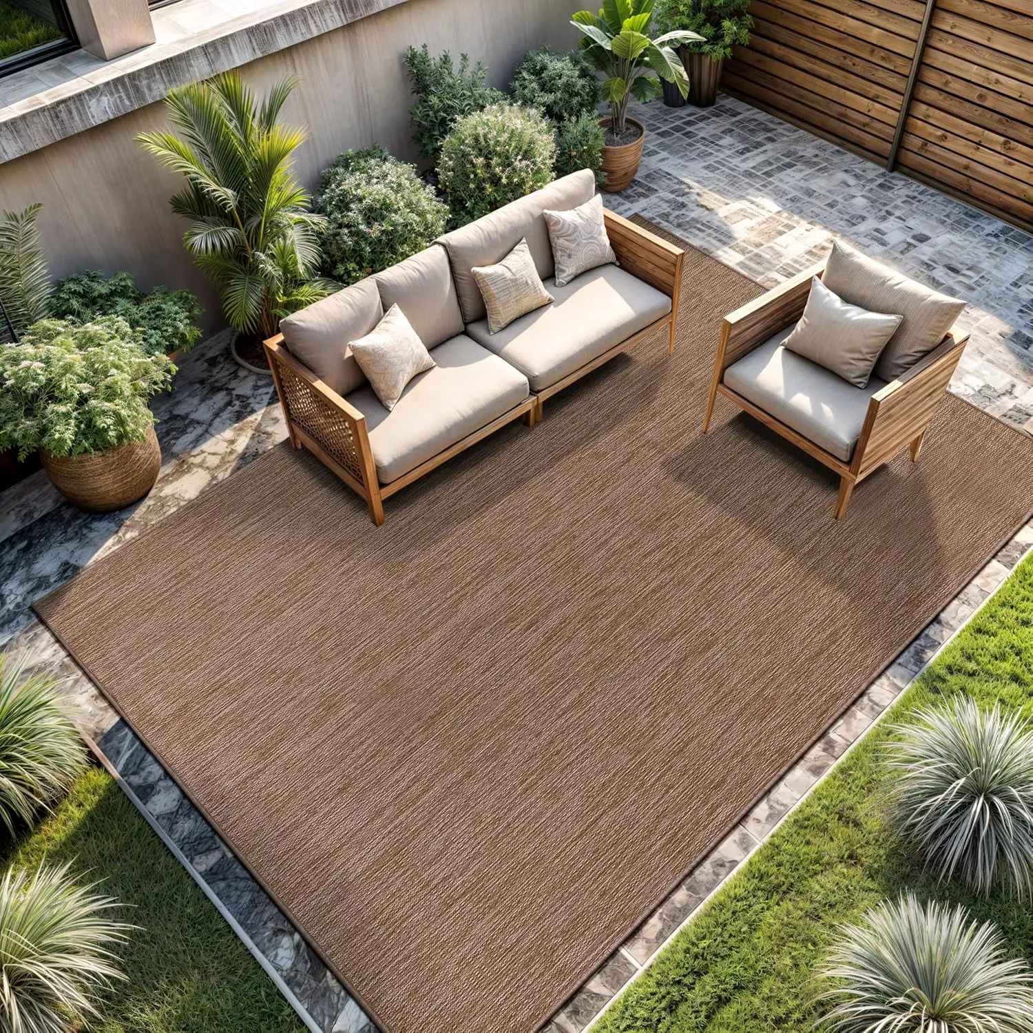 

Outdoor Rug 10x14 Modern Area Rugs for Large Indoor and Outdoor Patios and Porches - Waterproof, Washable, Non-Shedding, Easy