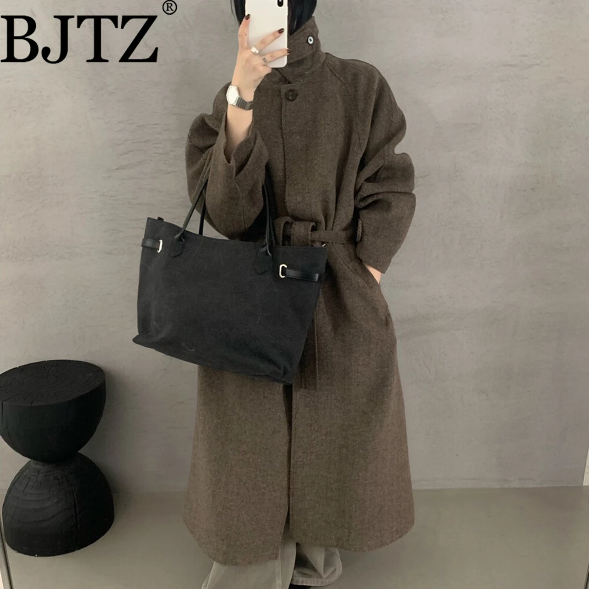 

Women’s Herringbone Long Coat Casual Elegant V-Neck Belted Jacket Trench Coat Soft Comfortable Fall Autumn Outerwear 2025 Trendy