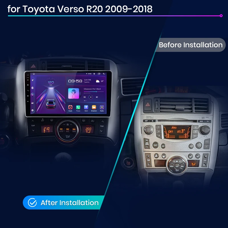 Junsun V1 AI Voice Wireless CarPlay Android Auto Radio for Toyota Verso R20 2009 - 2018 4G Car Multimedia GPS 2din autoradio