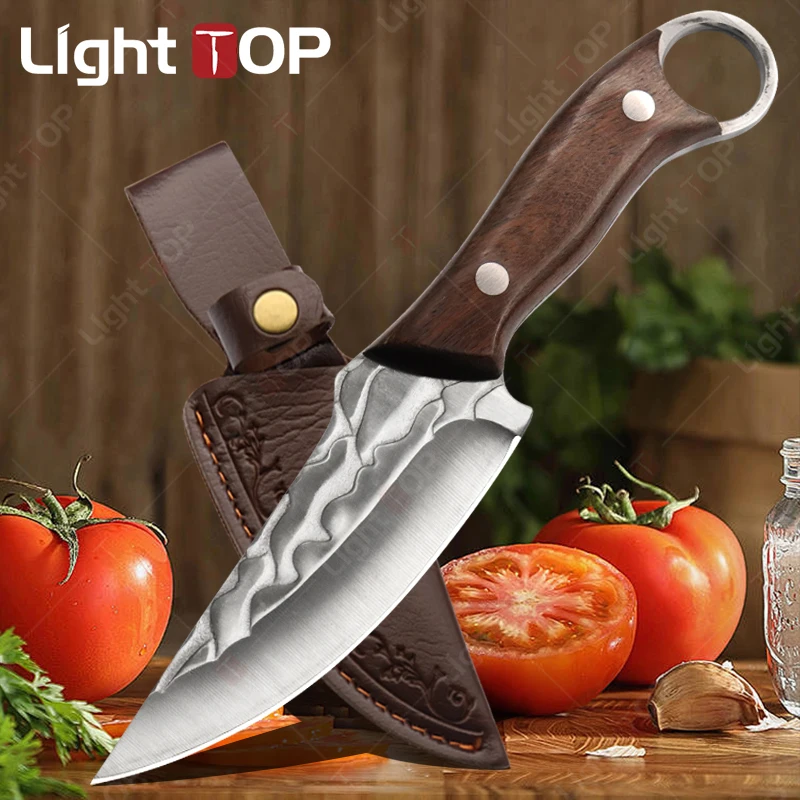 Portable Finger Knife Stainless Steel Meat Splitting Knives Forged Hammered Boning Knife Kitchen Meat Cutter Chef Cutting Knife