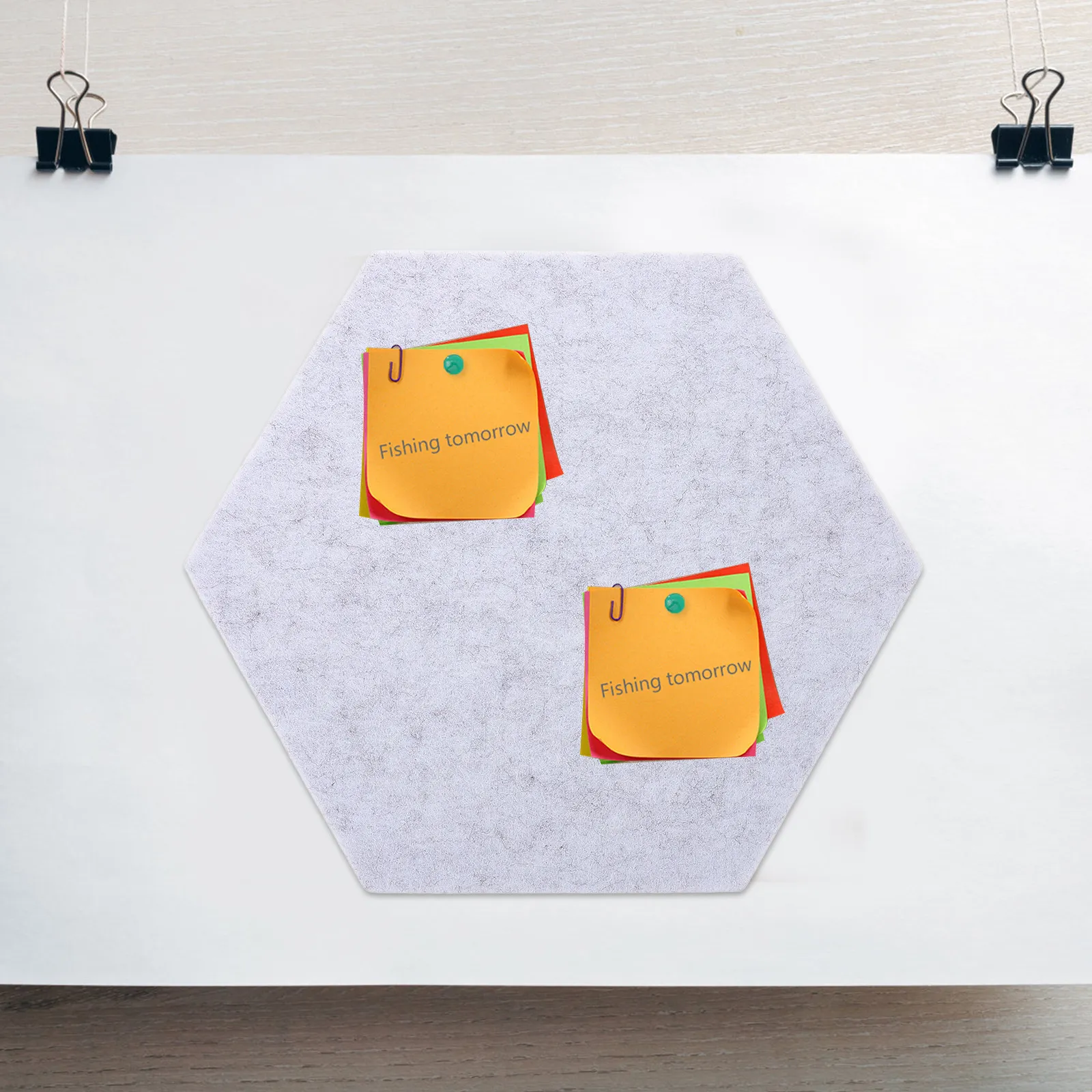 6Pcs Hexagon Felt Board Tiles Self Stick Bulletin Board Wall Mount for Notice Photo Memo Display Modern Office Home Decor