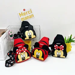 Disney Children's Chest Bags Cartoon Mickey Mouse Minnie Canvas Shoulder Bag Women Crossbody Bags Mini Phone Storage Bag