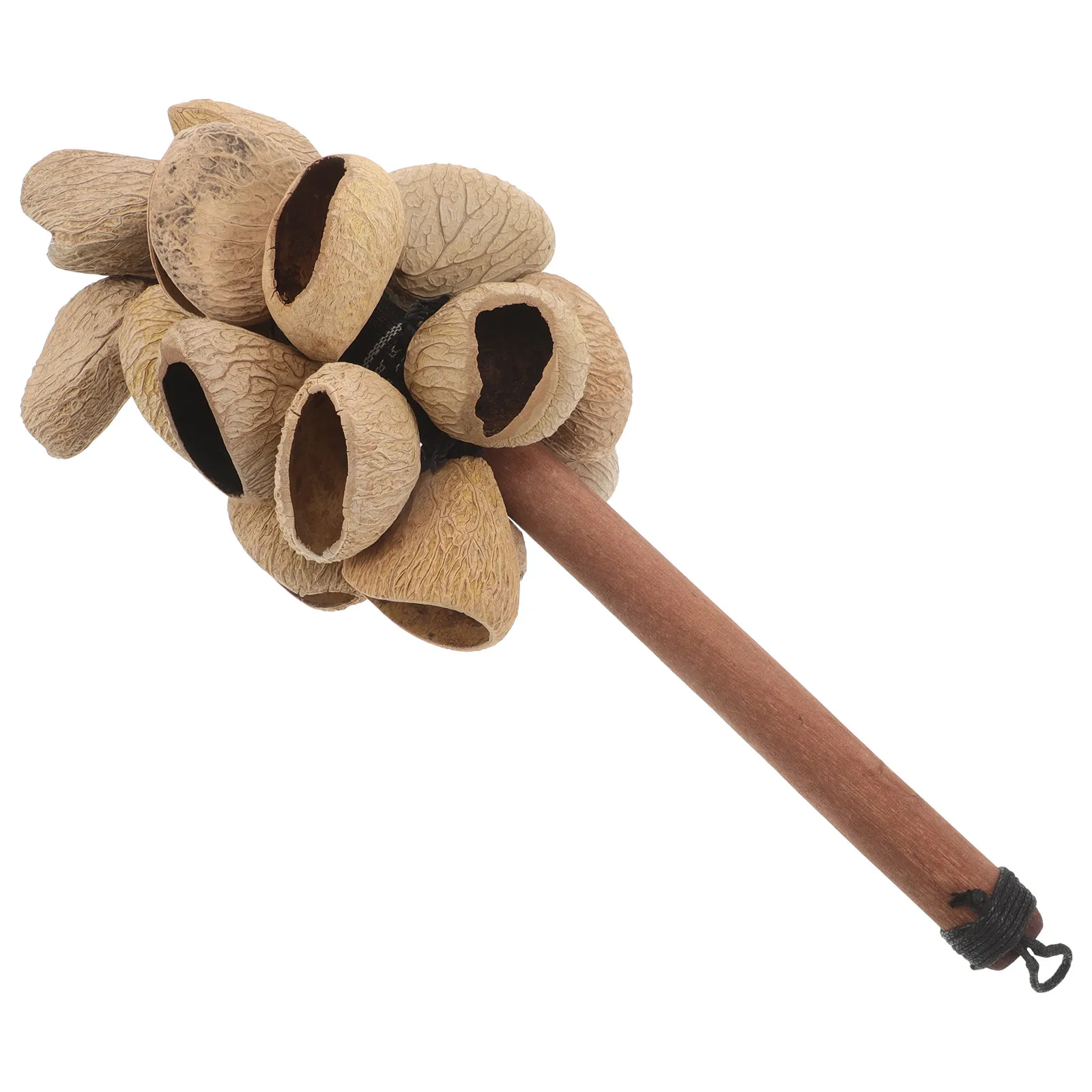 

African Tribal Musical Instrument Wooden Hand Rattle Nut Shaker for Traditional Dance Cultural Events Preschool Musical