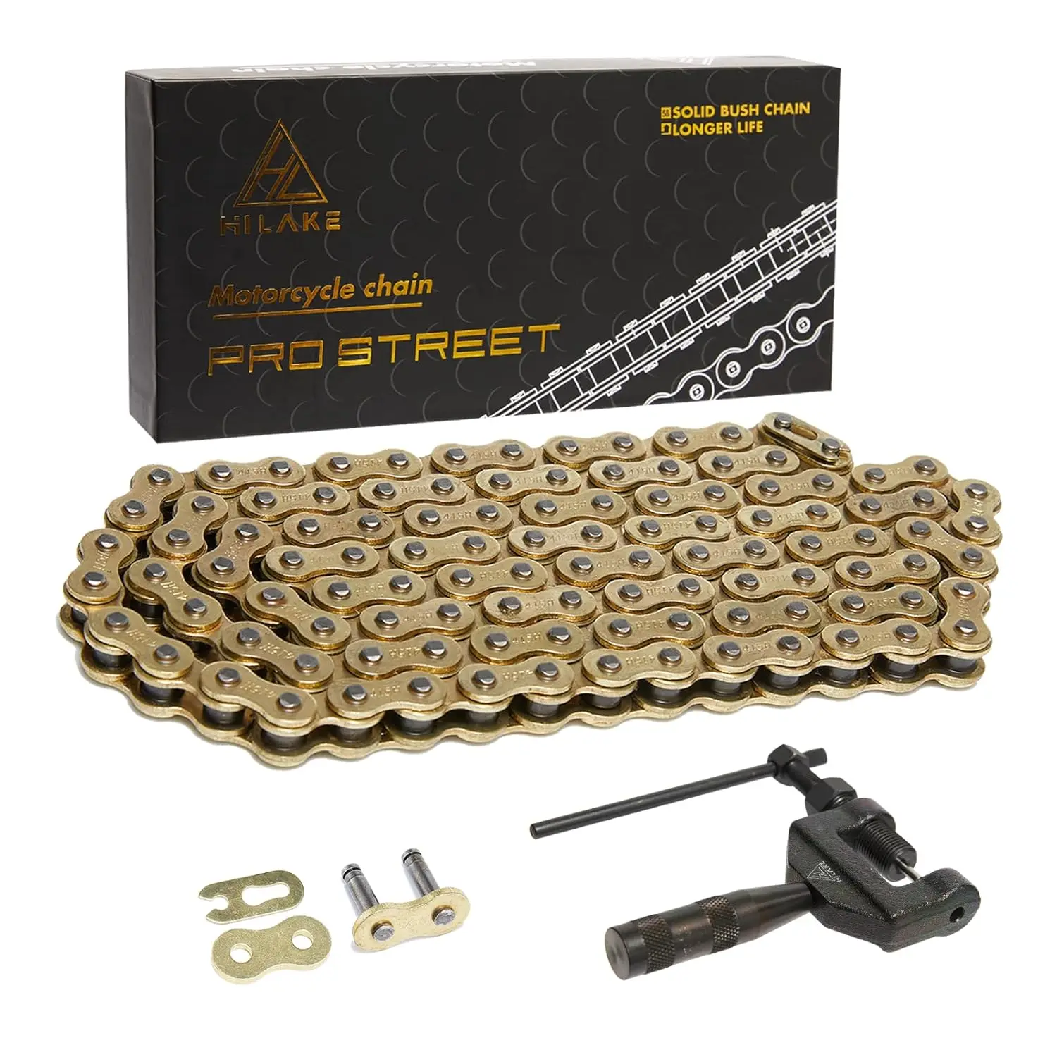 

428 Motorcycle Chain 130 Links Non O-Ring with Master Link and Breaker for Heavy Duty Bikes