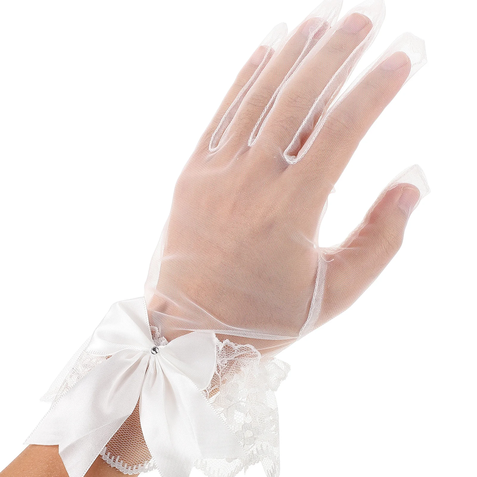 1 par elegante renda curta luvas de noiva acessórios de casamento para noiva chá festa banquete luvas de renda para mulheres fornecimento de casamento
