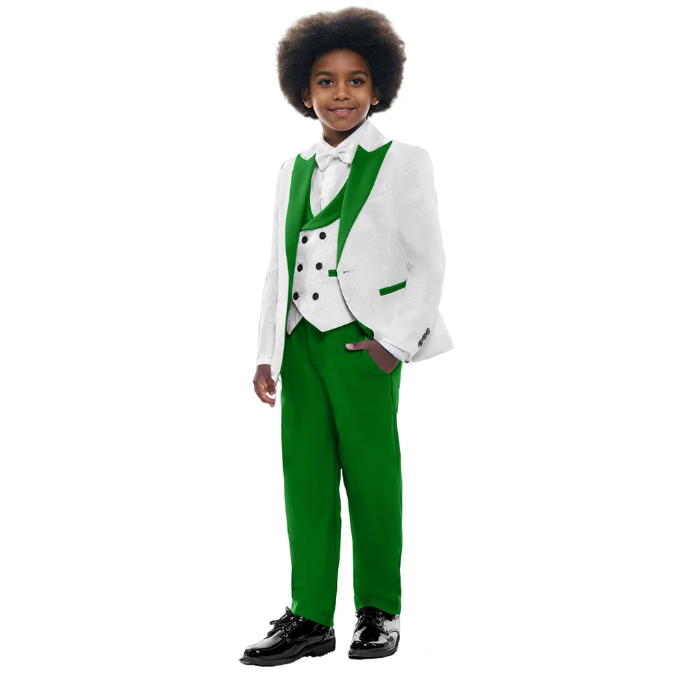 High Quality Stylish Boys 4 PCS Suit Set Formal Boys Clothing First Communion Suit For Boy Kids Blazer Pants Vest