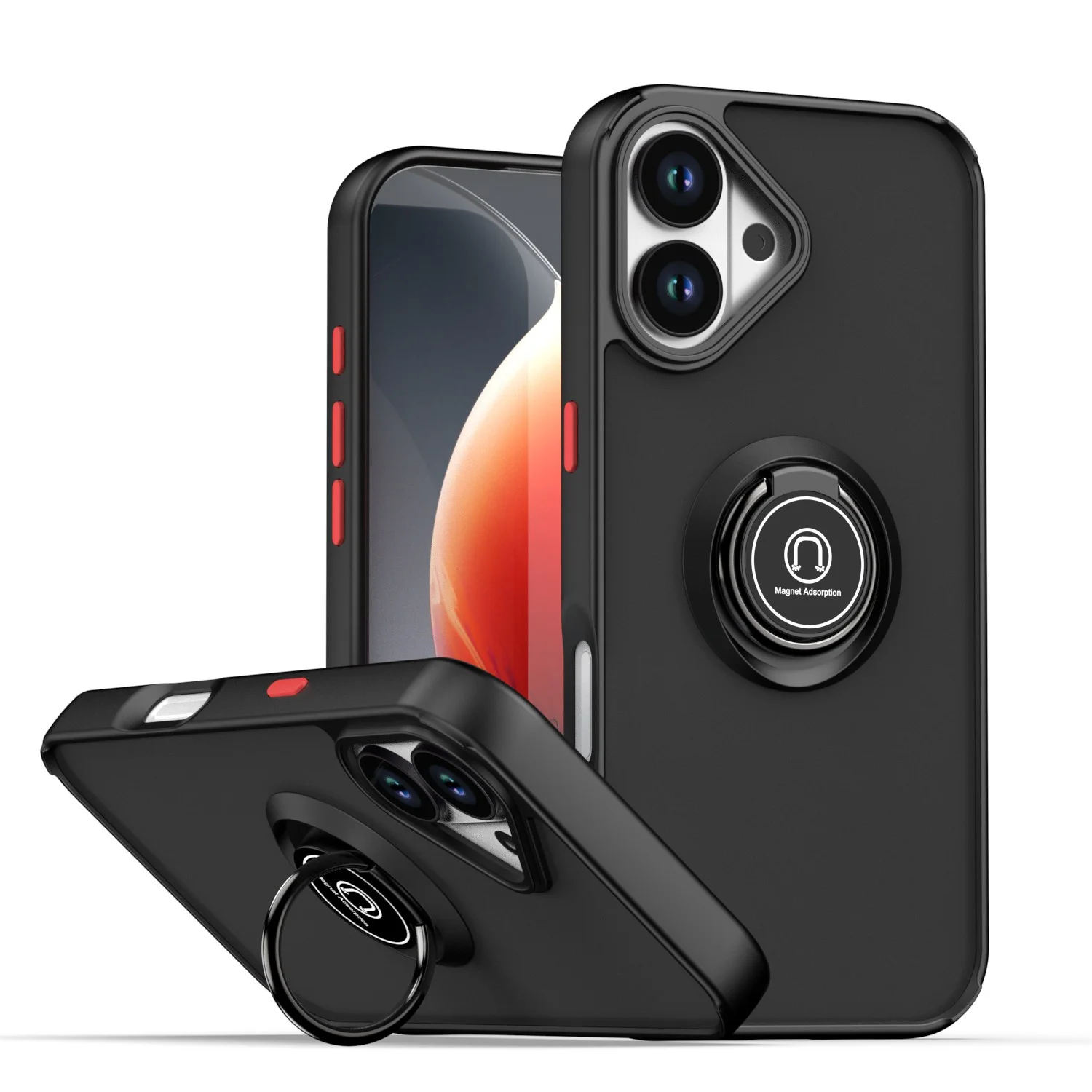 Für iPhone 17 16 15 14 Plus 13 12 11 Pro Max 17Air 13Mini 12Mini Ringhalter Stoßfeste iPhone 17 Hülle Armor Matt Transparente Schutzhülle