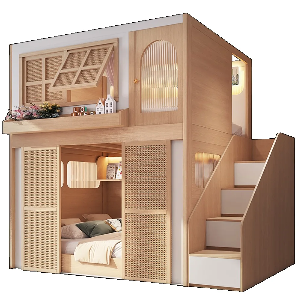 #Bunk Bed With Separate Privacy Areas For Brother & Sister, Double Layer Bed For Adults, Noise-Free Partitioned High Low Bed