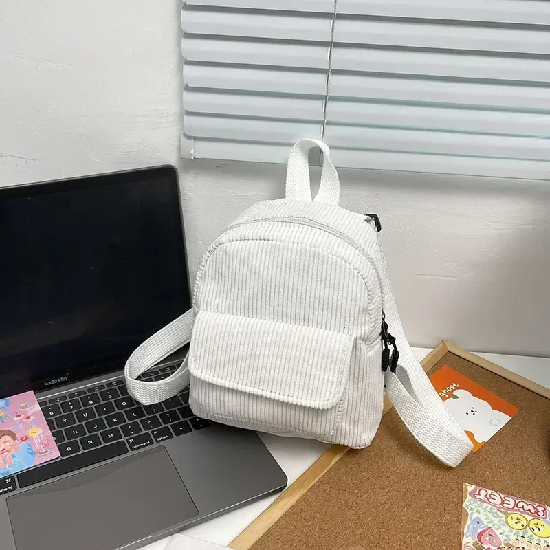 Mini mochila de pana para mujer, mochilas pequeñas de Color sólido, mochilas simples e informales para estudiantes, mochilas de viaje, nueva moda