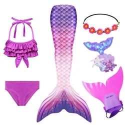 2024 Kids The Little Mermaid Tails Children Memaid Swimsuit Bikini Bathing Suit Halloween Costume Girll Can add Monofin For Pool