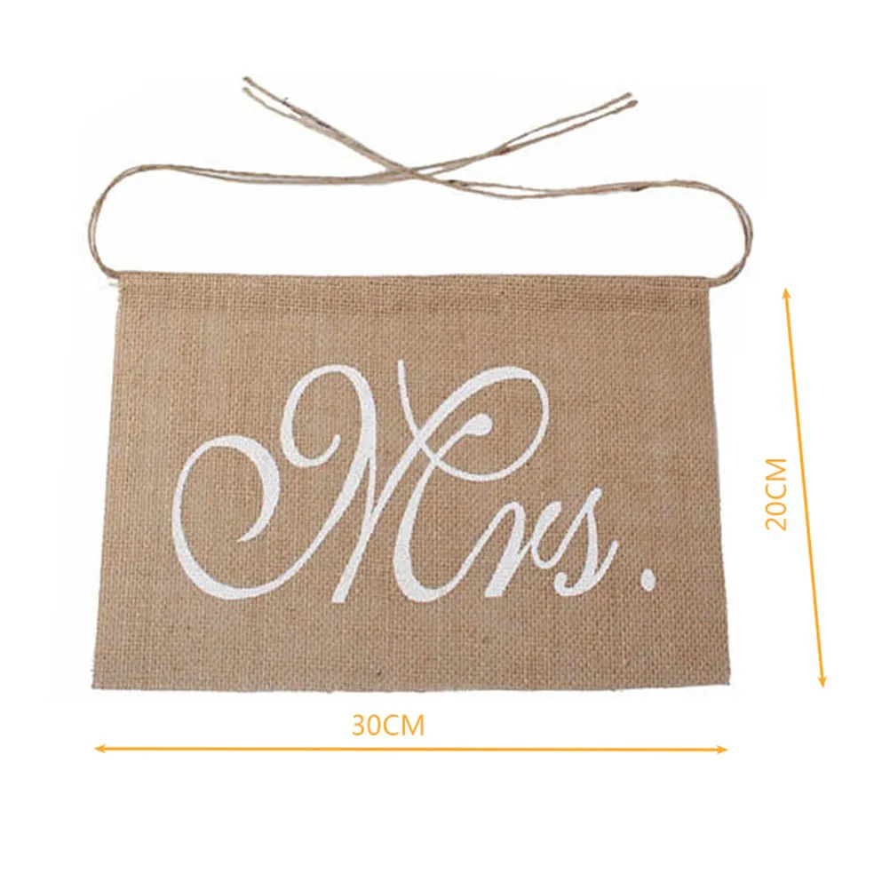 Mr & Mrs Wedding Chair Flags Set – Linen Anniversary, Engagement, Proposal Party Decoration