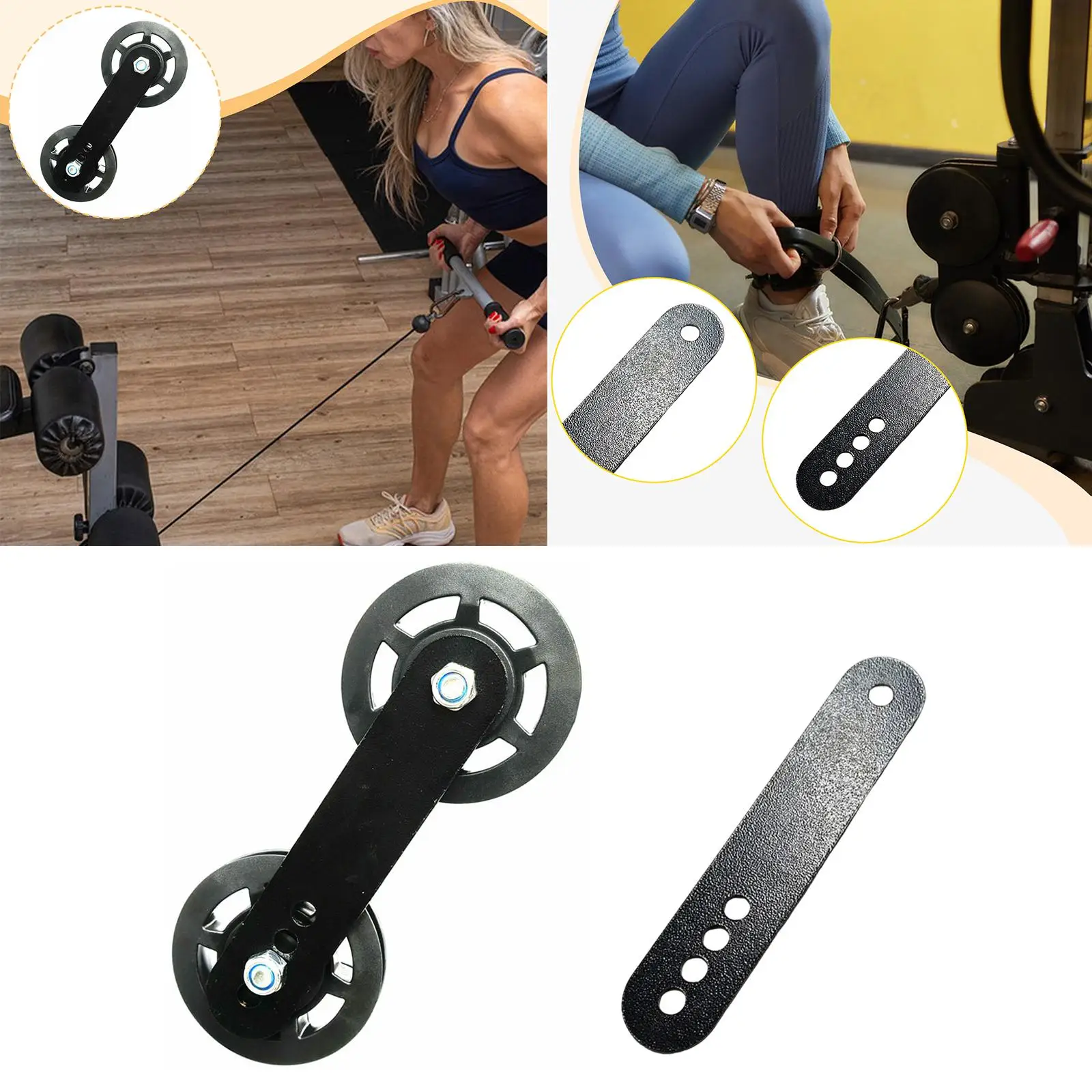 Swivel Double Pulley Portable Workout Cable Hoist Bodybuilding Pulley for Men Women Strength Training