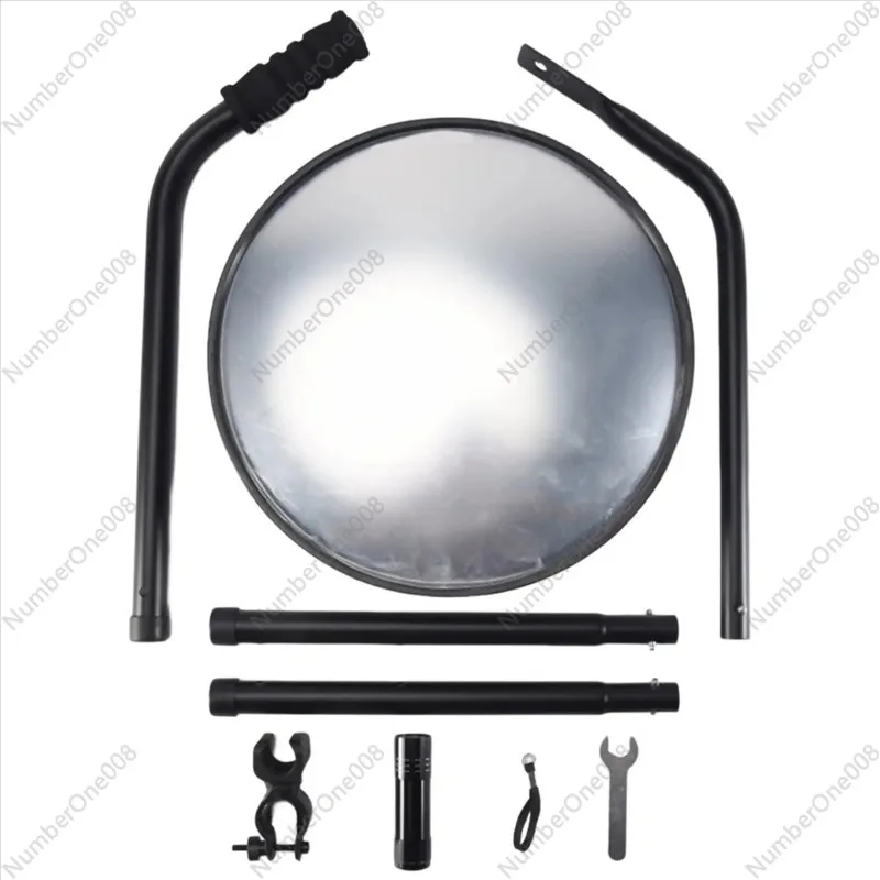 

Under Vehicle Inspection Mirror - 12-Inch Diameter Security Mirror with Wheels and LED Light