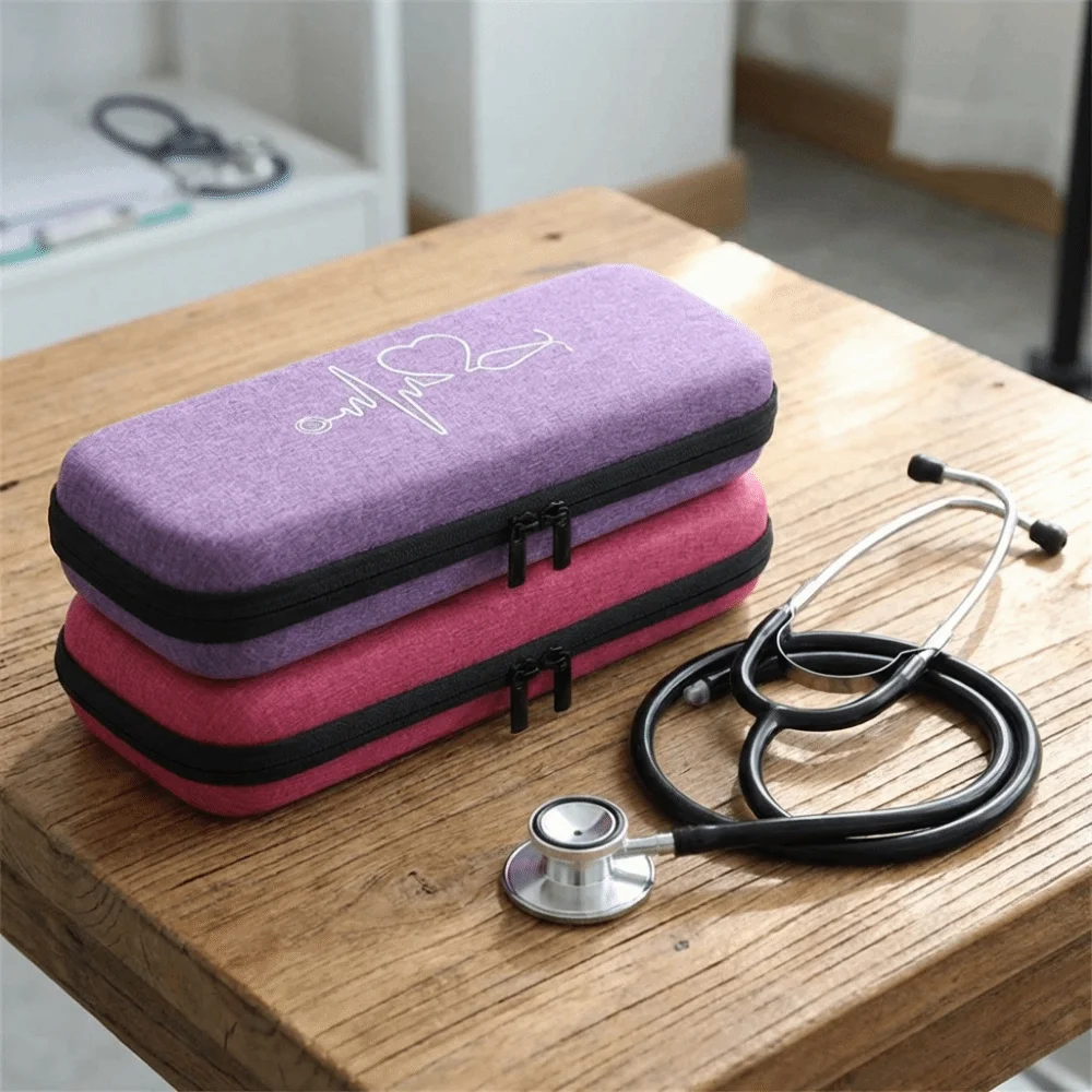Multi-functional EVA Stethoscope Storage Bag Shockproof Empty Stethoscope Carrying Case Zipper Hard Shell Nurse Case Office