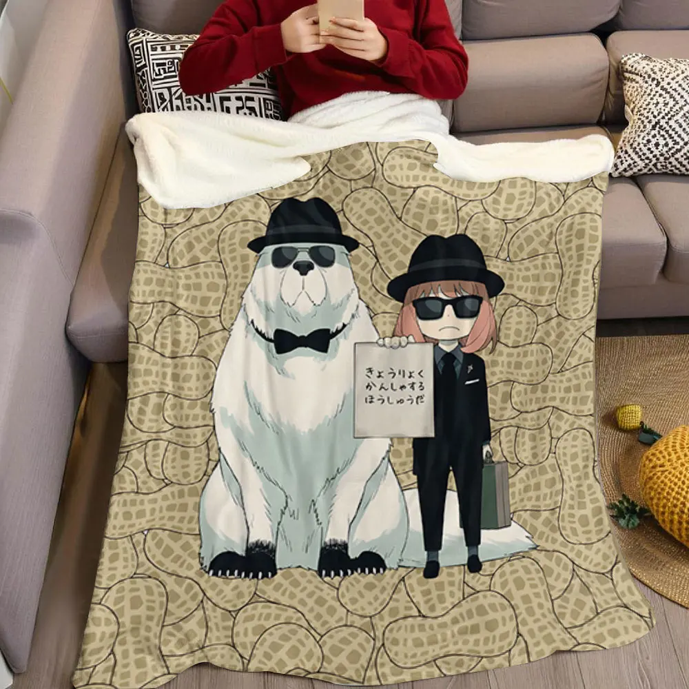 Anime S-Spy X Family-s Printed Blanket Suitable for Sofas Beds Offices Travel Camping Chairs Warm Plush Blanket