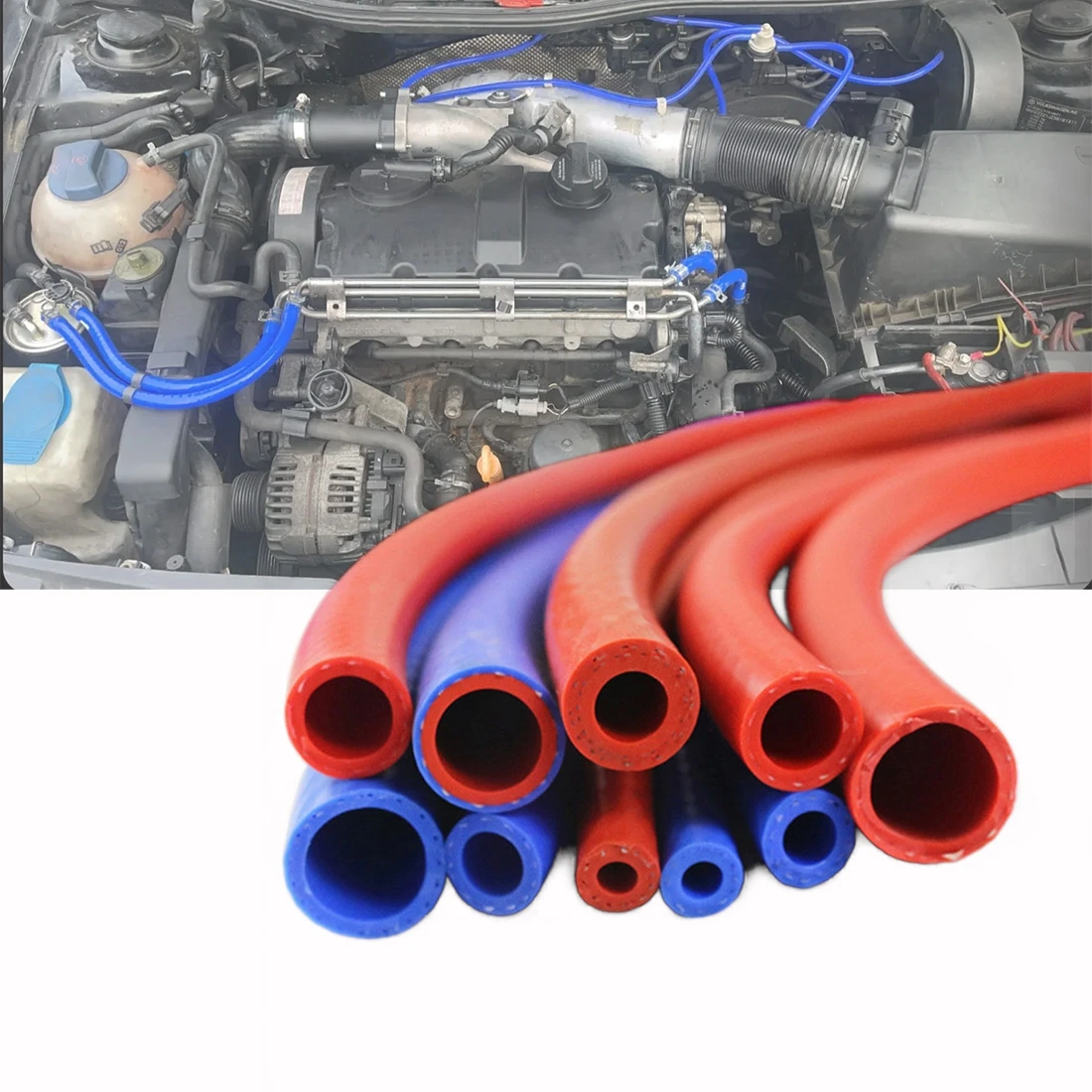 3 Layers Polyester Silicone Hoses Straight 1 Meter Car Engine Universal Blue High Cold Temperature Silica Gel Tube 6-18mm