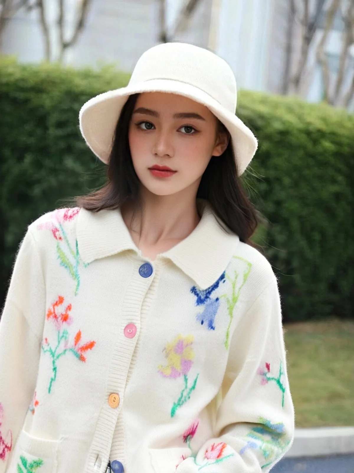 2024 New Unique and Beautiful Fragrant Grandma White Collar Flower Sweater Women\'s Outerwear Knitted Sweater Cardigan