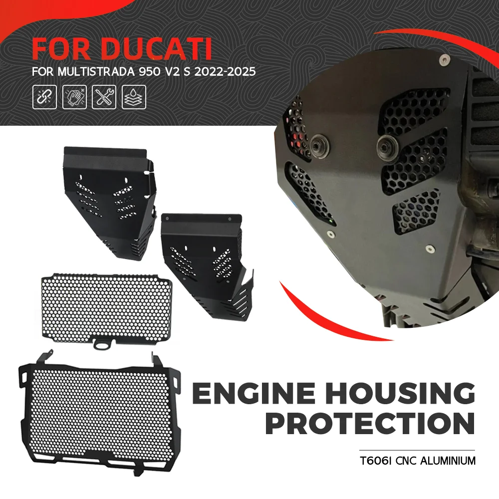 

For Ducati MultiStrada V2 2022-2023-2024-2025 Engine Housing Protection Radiator Grille Cover Guard Protetor MultiStrada 950 S