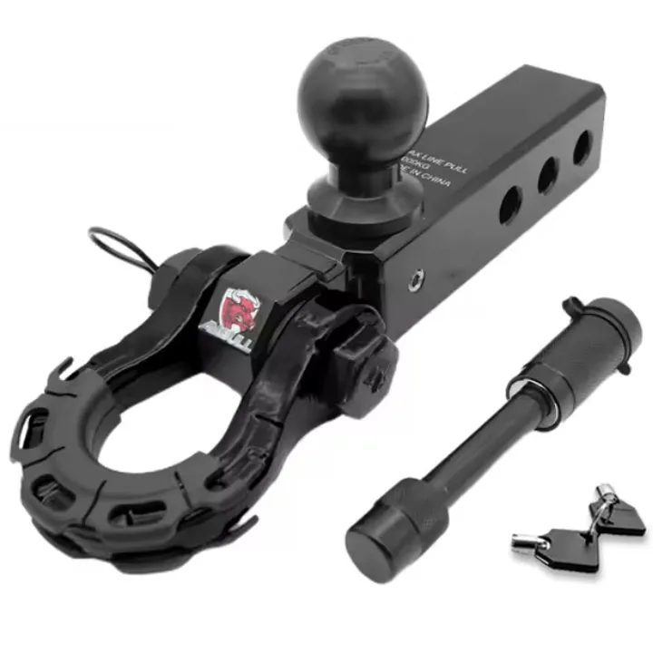 

Popular Low Price Car Rear Trailer Steel Tow Hook 18t Recovery Hitch Receiver With Bow Shackle Tow D-Ring for Hilux Vigo