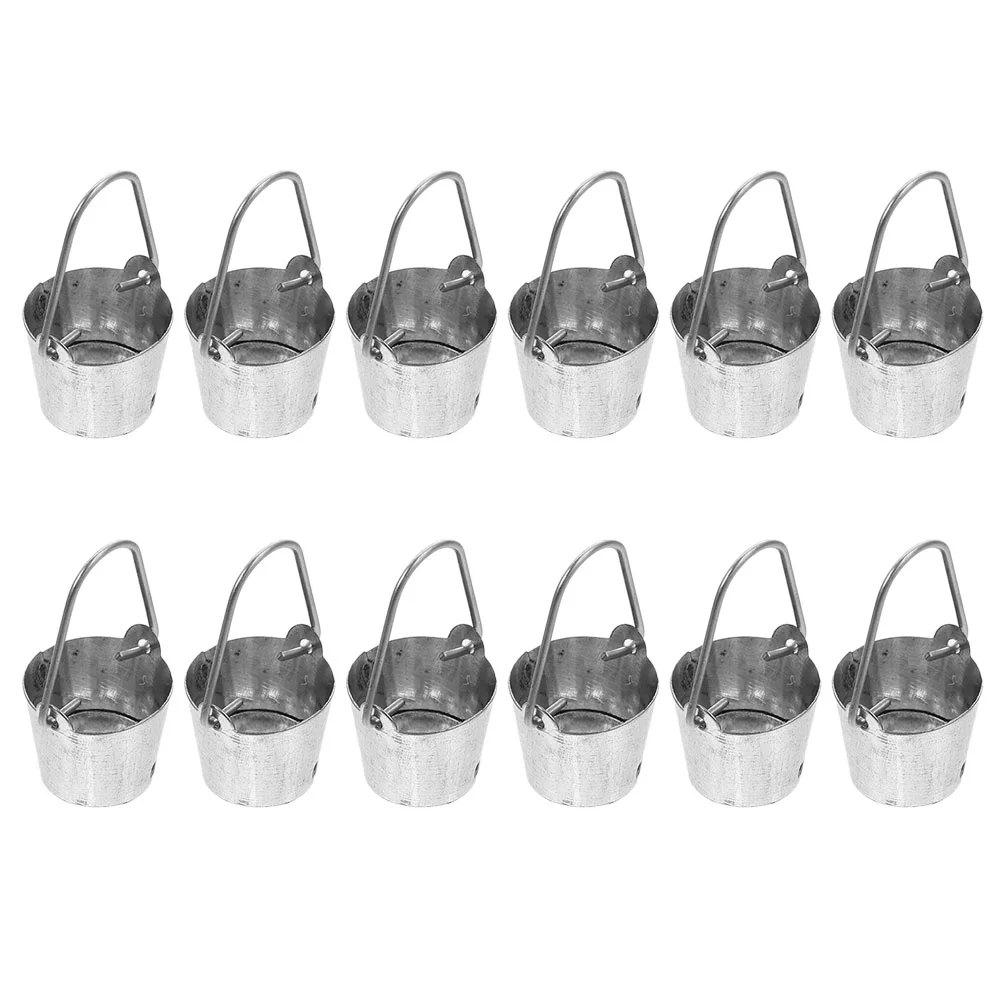 

12 Pcs Mini Bucket Delicate Tiny Small Decorative Toy Simulated Model Toys Unique Miniature House Iron