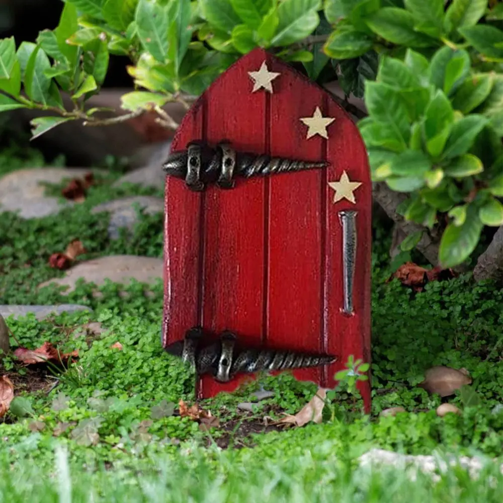 Gift Engraved Design Miniature Wooden Door Creative Handmade Yard Art Statue Lawn Ornament DIY Garden Decor