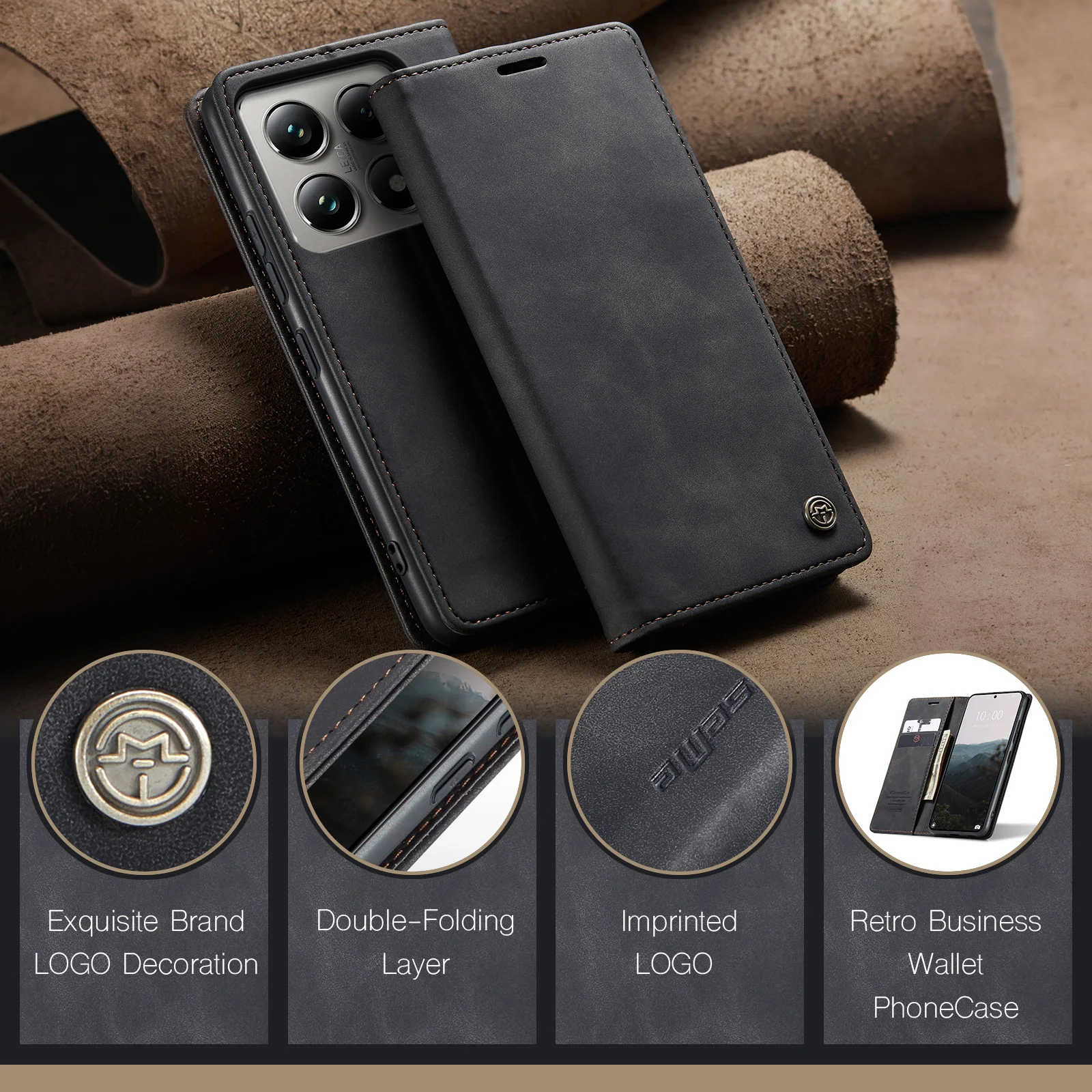 Retro Premium Leder Magnetische Flip Brieftasche Karten Fall Für Xiaomi 15T Pro 14T 13T POCO M7 Pro X7 F7 Pro Ultra Karte Tasche Abdeckung