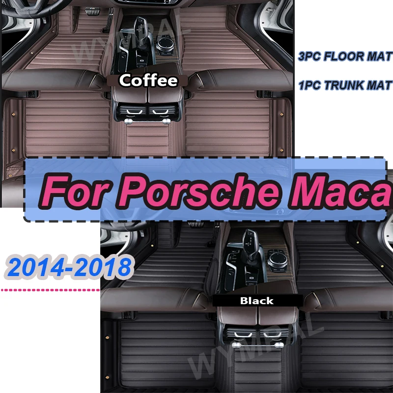 

LUXURY Car Floor Mats For Porsche Macan 95B 2018 2017 2016 2015 2014 Leather Car Mats Full Set Tapis Voiture Car Accessories