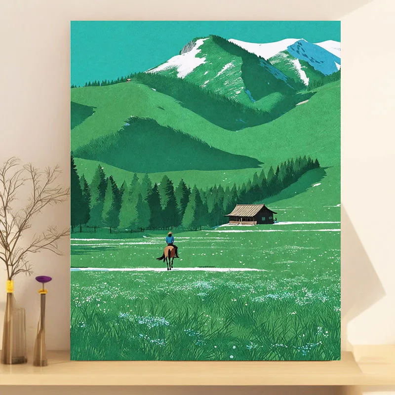 

1-0112 Japanese Cherry Blossom Landscape Oil Painting - Pink Spring Garden