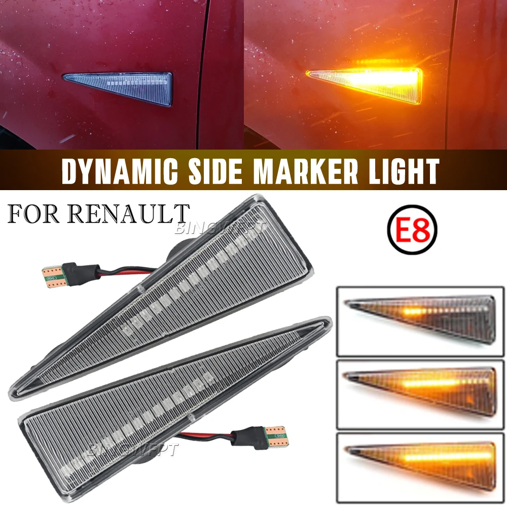 2pcs Led Dynamic Turn Signal Side Marker Light Sequential Blinker Lamp For Renault Espace MK4 Vel Satis Wind Avantime Megane 2