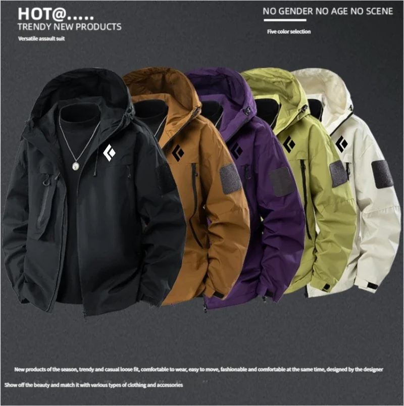 

2025 Unisex waterproof windbreaker jacket, outdoor hiking and camping hooded overcoat, breathable, windproof and rainproof