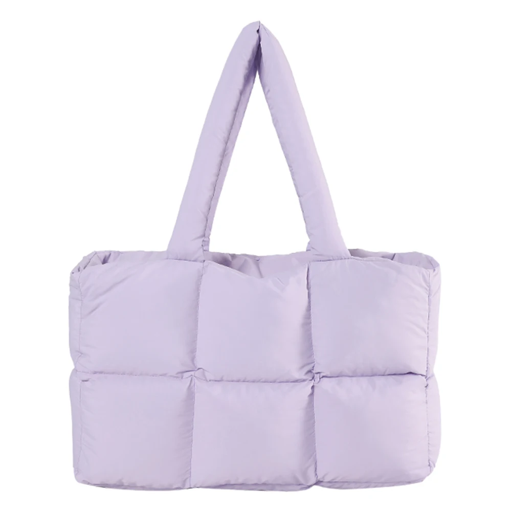 

Women Puffer Shoulder Bag Solid Color Quilted Single Shoulder Bag Large Capacity Soft Cloud Tote Bag Casual Tote Bag