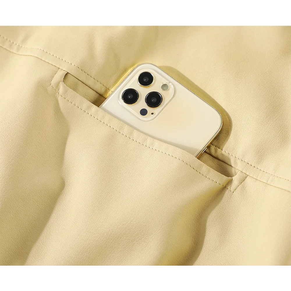 春の新作 ラウンドネックジッパー レザー ジャケット バイクウェア アウター エレガント アンチエイジング ヴィンテージコート レディース