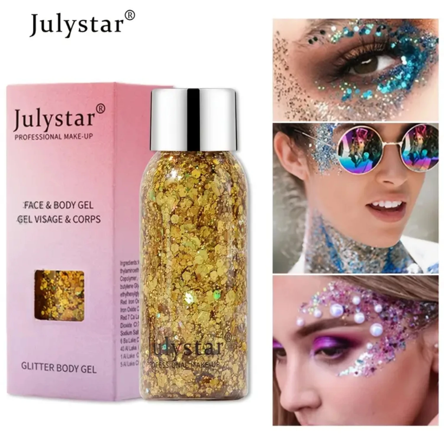 Glitter per il corpo olografico a 10 colori, glitter a lunga durata Shimmer Chunky Paillettes Glitter per corpo, viso, trucco per capelli