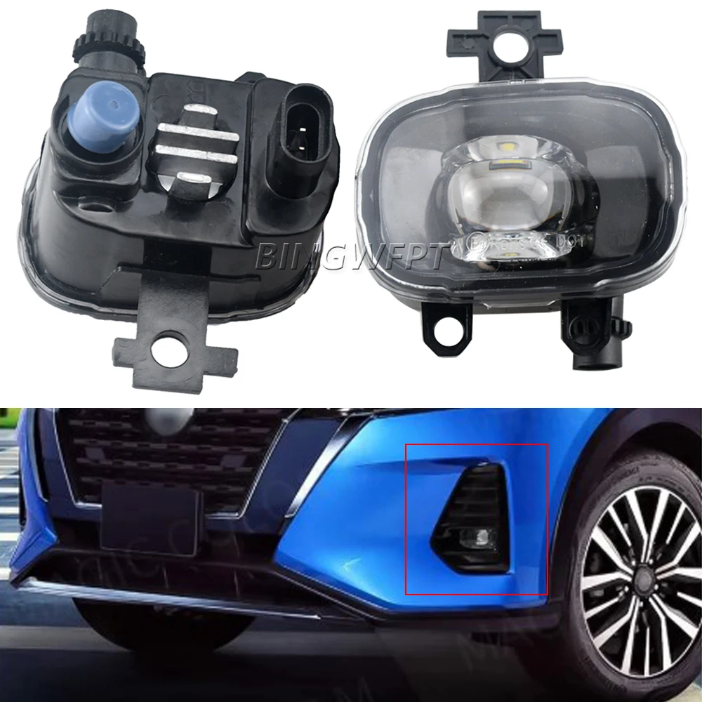 1pair Car Led Fog Lamp Assembly for Nissan Kicks P15 Facelift / Kicks E-Power 2020-2023 Front Lights Lens DRL 12V White