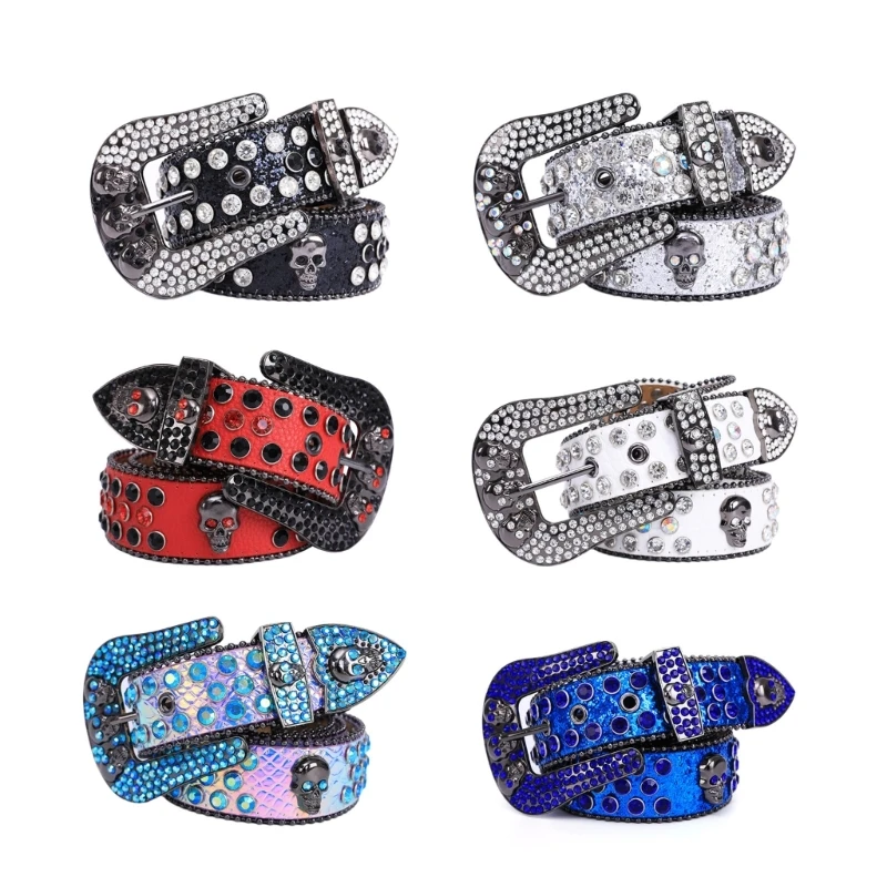 

Vintage Skull Buckle Waist Belts for Women Wide Buckle Belt for Cowboy Cowgirl Strap Female Jeans Skirt Waistband