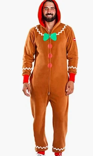 Unisex Family Adult Gingerbread Cozy Jumpsuit Christmas Kids Toddler Cute Gingerbread Cookie Costume Christmas Gifts Pajamas