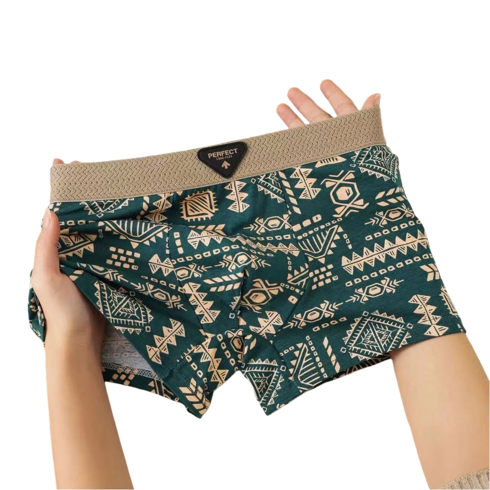 

Мужские трусы-боксеры с винтажным узором, модные трусы-боксеры с индивидуальным принтом, шорты-боксеры со средней талией, выпуклая сумка