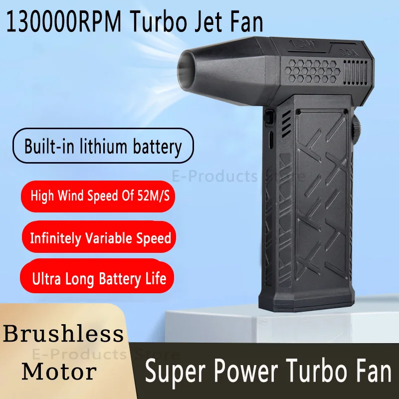 130000RPM Turbo Jet Fan Mini Air Blower Adjustable Wind Speed 52m/s Handheld Brushless Motor Electric Dust Dryer Car Office Home