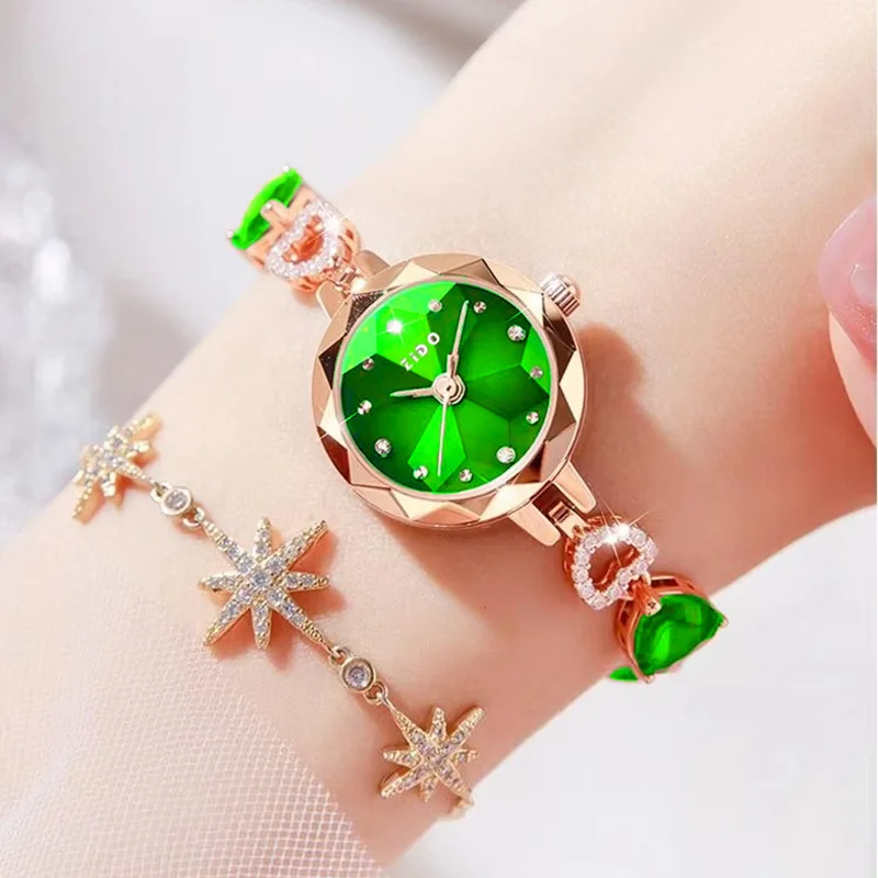 Reloj UTHAI para mujer, marca avanzada, moda ligera, pulsera de diamantes con incrustaciones de cristal de lujo, relojes de cuarzo impermeables para mujer, reloj