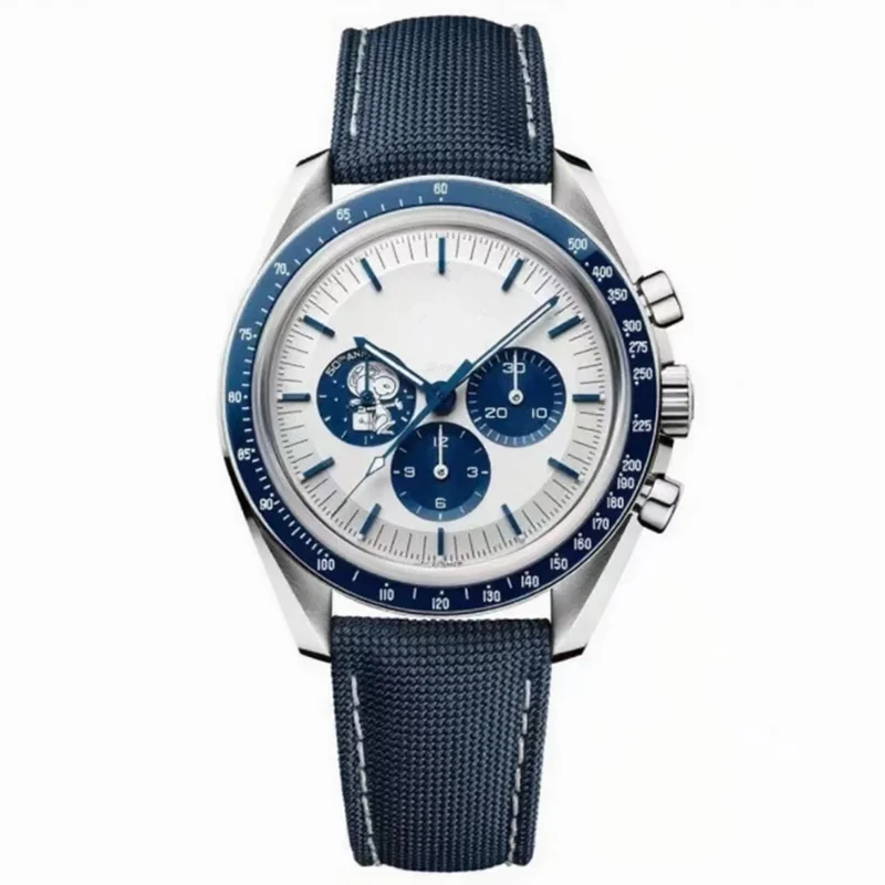 

Высококачественные мужские кварцевые часы-хронограф класса люкс из нержавеющей стали с функцией отображения фаз Луны, кожаным и керамическим ремешками, простые повседневные наручные часы