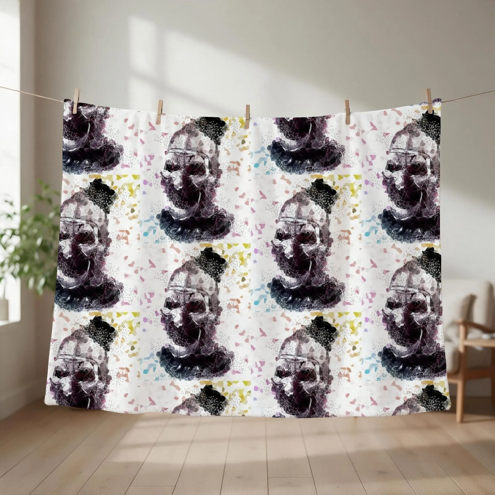 Art The Clown Throw Blanket couch cozy soft plush fuzzy picnic outdoor blanket