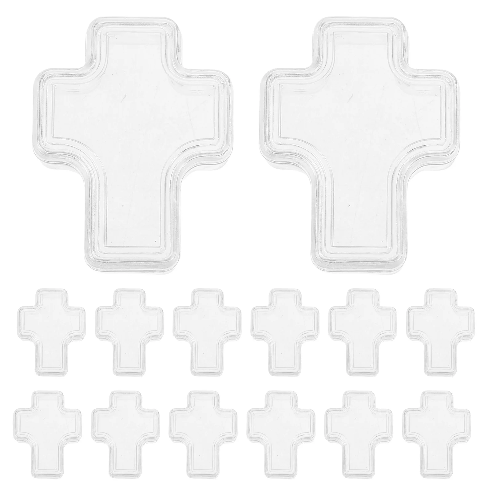 

30Pcs Cross Shape Jewelry Storage Box Transparent Plastic Organizer Multi-Purpose Display Case for Rings Charms Bracelets