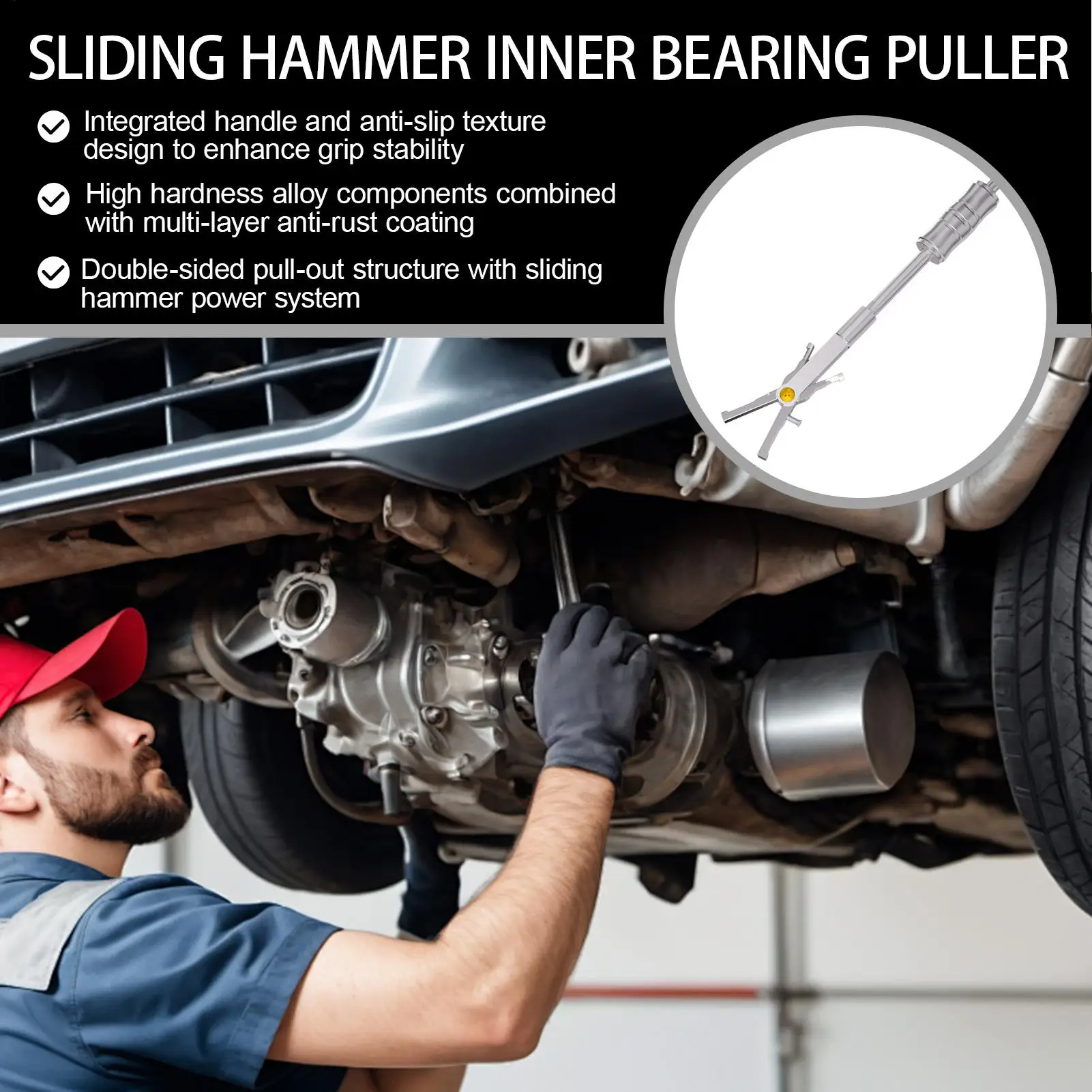 

Скользящий молоток с двойной головкой, сверхмощный съемник подшипников для трактора, автомобильный гараж, механик, мастерская, монтажный вал шестерни