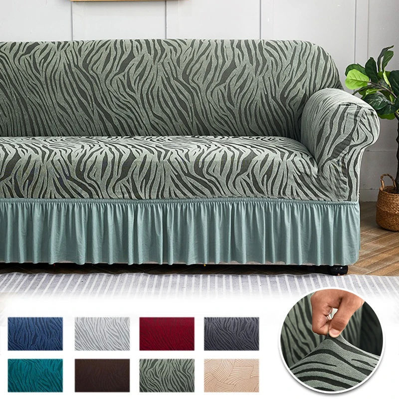 1/2/3/4Seater High Elastic Sofa Slipcover Ruffle Skirt Full Package Sofa Cover Washable Pet Friendly Universal Sofa Protector