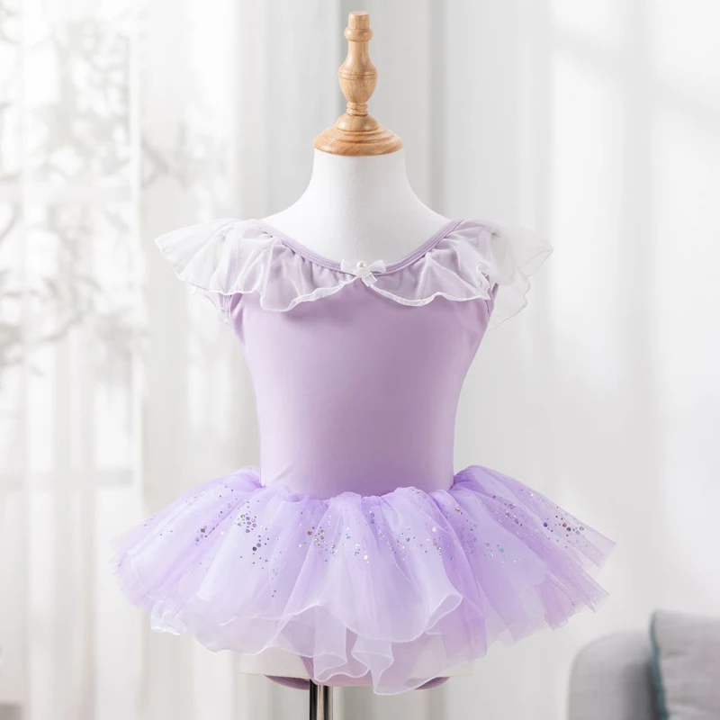 Summer Child Girls Dance Ballet Tutu Set Cute Ruffles Bodysuit Skirts Performance Costumes
