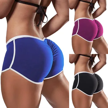 Niedrige Taille Sport Shorts Für Frauen Sommer Elastische Falten Design Shorts Sexy Damen Training Gym Shorts Mini Dünne Fitness Kurze