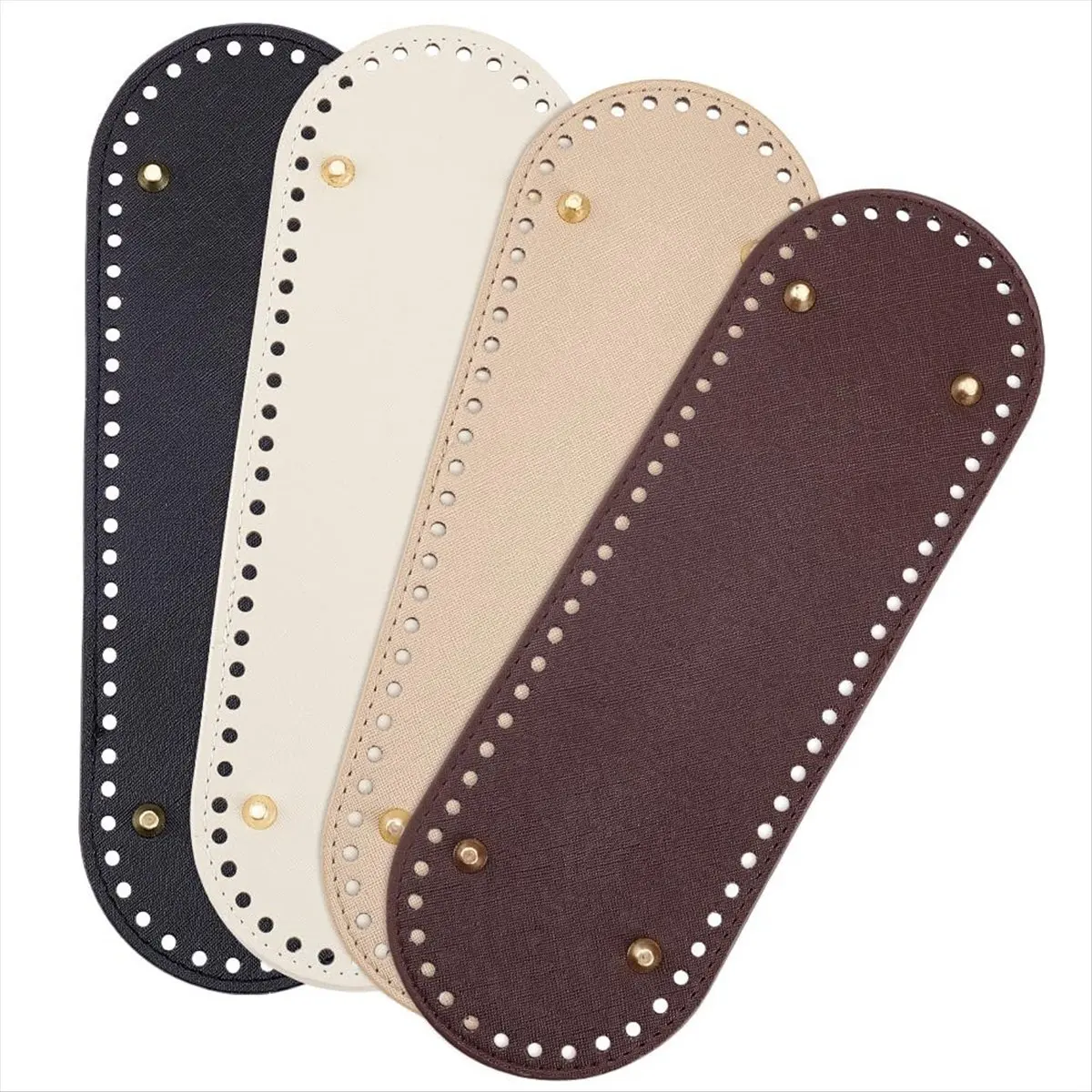 ABQR 4Pcs Bag Bottom Base Pads, 4 Colors Oval Crochet Bag Bottom PU Leather Bottom Shaper Pad 10x4.7inch
